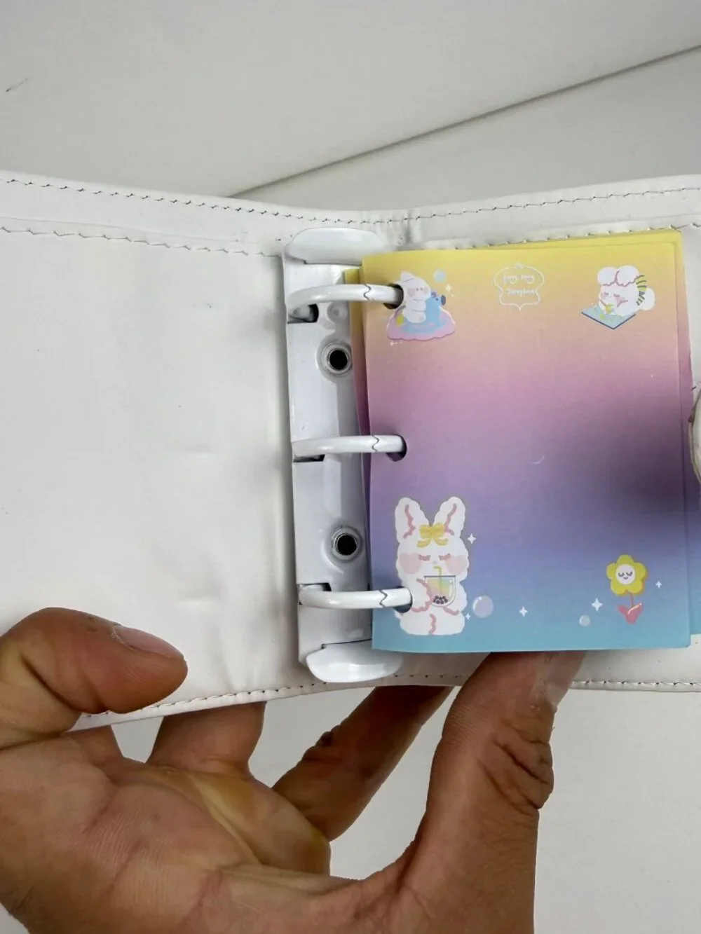 Kawaii Furry Bunny Bear Mini 3-Ring Binder Pocket Journal Gradient Pages